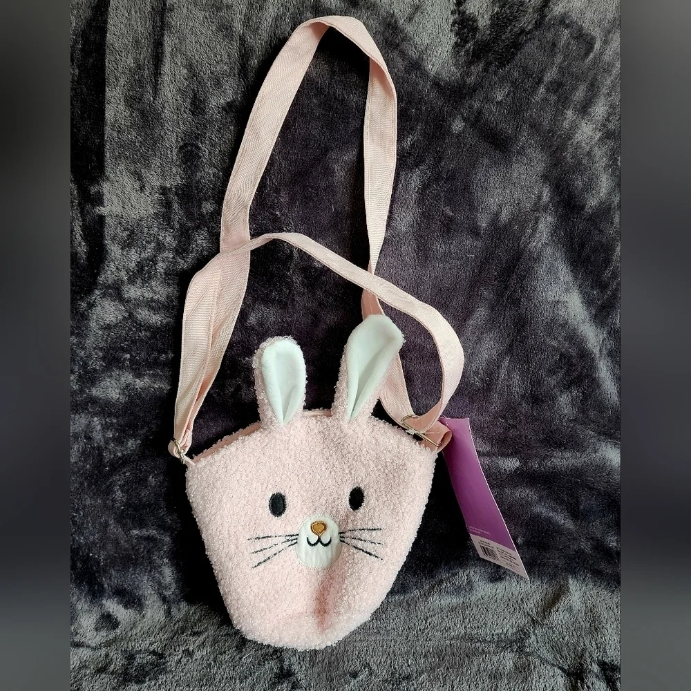 New kid girl's Easter Crossbody Terry Fabric pink / brown Bag